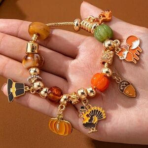 Charming Gold and Orange Thanksgiving Bracelet